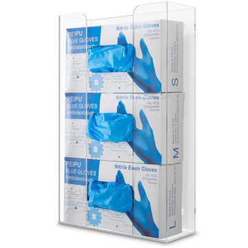 Triple Acrylic Gloves Dispenser by Stock Your Home – 1 Count, Plastic, Clear, Model 3477