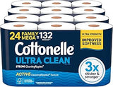 Cottonelle Ultra Clean Toilet Paper, 24 Family Mega Rolls=132 Regular Rolls