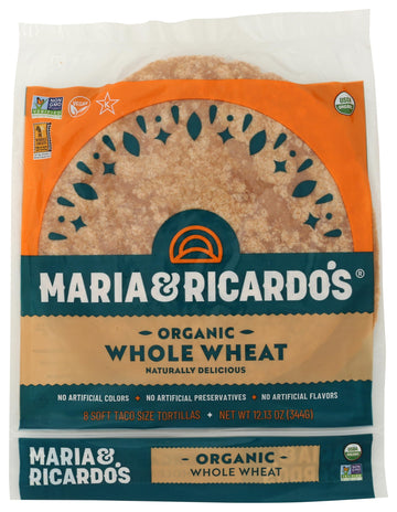 TORTILLAS WHOLE WHEAT 8CT OG by MARIA & RICARDOS – 12.13 OZ