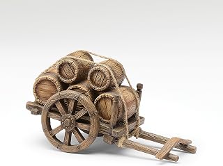 Fontanini by Roman 4.25" Cart with Barrels – Nativity Village Accessory for 5" Scale Figures, Handcrafted Resin Stable Scene Accent