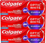 Colgate Optic White Purple Toothpaste for Whitening, Enamel-Safe Mint, 3 Pack, 4.2 oz