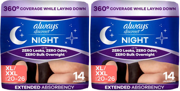 Discreet Night by Always – 14 Count (Pack of 2), Polypropylene, Black, Pack of 2