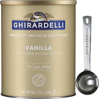 Vanilla Premium Frappe Mix 3 lb Can with Ghirardelli Stamped Barista Spoon