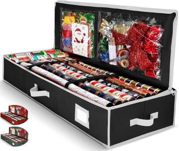 Homior Wrapping Paper Organizer, Holds 24 Rolls, Black