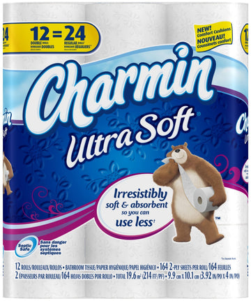 Ultra Soft Bath Tissue, 100 Count by Charmin – 12 Count (Pack of 1), Paper,Plastic, Pack of 100, Model 86782
