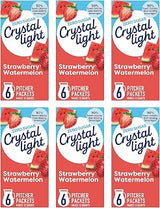Crystal Light Strawberry Watermelon Drink Mix, Artificially Flavored Powdered Beverage, Zero Sugar, 5 Calories Per Serving, 1.96 oz (Pack of 6)