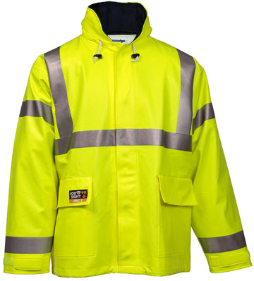 Eclipse Quad-Hazard Arc Flash Jacket by TINGLEY – Polyvinyl Chloride (PVC), Hi/Vis Yellow, Model J44122.3X
