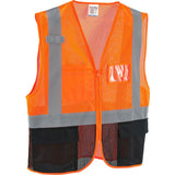 Class 2 Hi-Vis Safety Vest by Global Industrial – 4X-Large-5X-Large, Polyester, Orange/Black, Model 641637OXXXXL