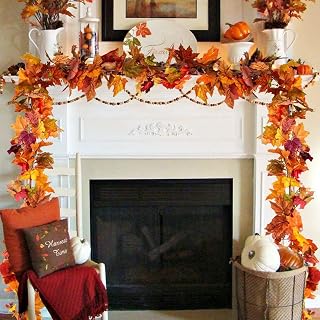 SXYPAYXS-Halloween Vines Maple Leaf Garland Hanging Vines Holiday Home Decor Party Favor Thanksgiving Decor (Orange, 200cm/78.74inch)