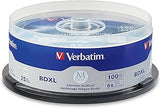Verbatim M DISC BDXL 100GB 6X with Branded Surface Blank Blu-Ray Recordable Media – 25pk Spindle