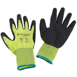 Crinkle Latex Coated Gloves by Global Industrial – X-Large, Polyester, Lime Green/Black, Pack of 12, Model 708603XL