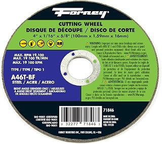 Forney 71846 4-Inch by 1/16-Inch A46T-BF Type 1 Metal Cut Off Wheel with 5/8-Inch Arbor