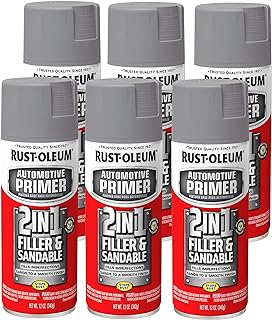Rust-Oleum Automotive Stops Rust Filler & Sandable Spray Primer, Gray | Rust Preventive, Fast Dry, Multi Surface, High-Build Formula Sands Smooth, Comfort Tip Sprays from Any Angle, 6 Pack