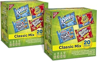 NABISCO Classic Mix Cookies & Crackers Variety Pack, OREO Mini, CHIPS AHOY! Mini, Nutter Butter Bites, RITZ Bits Cheese, 40 - 1 oz Snack Packs (2 Boxes)