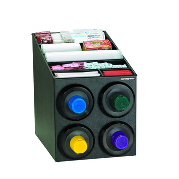 Countertop Cup Dispensing Cabinet with (4) SLR-2F Cup Dispensers and Built-In Lid and Straw Organizer by DISPENSE-RITE – 8.0 fluid_ounces, Stainless/PolyStyrene, Model SLR-SL-2X2BT