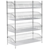(4 Basket Wire Shelf by Global Industrial – 24"L x 48"W x 63"H, Alloy Steel, Chrome, Model WB24486C