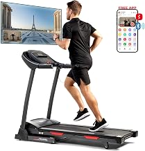 Sunny Health & Fitness Smart Adjustable Incline Treadmill with Folding Deck