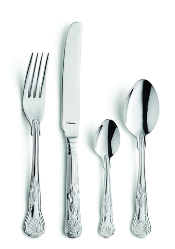 Monogram Kings 16 Piece Boxed Flatware Set for 4 people by Amefa – Regular, Stainless Steel, Pack of 16, Model 623000MV58F80