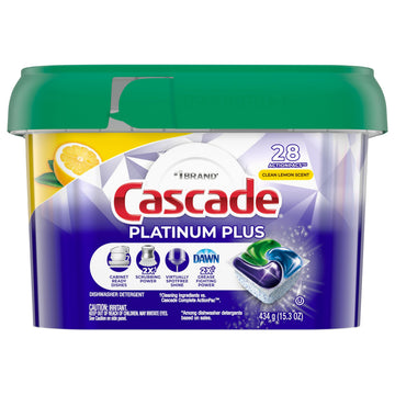 Platinum Plus Unit Dose Dishwasher Detergent by Cascade – 28 Count (Pack of 1), Solid Black, Model 328966872