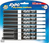 EXPO Dry Erase Marker, Fine Tip, Black Ink, 8/Pack