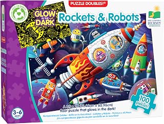 The Learning Journey Puzzle Doubles - Glow in The Dark - Rockets & Robots (New)