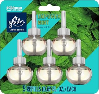Glade PlugIns Refills Air Freshener, Scented and Essential Oils for Home and Bathroom, Empower Mint, 3.35 Fl Oz, 5 Count