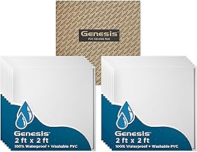 Genesis 2ft x 2ft White Stucco Pro Reveal Edge PVC Ceiling Tiles (12 Tiles)