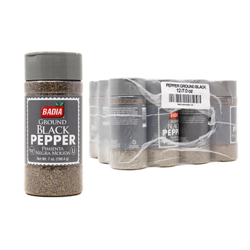 Black Pepper Ground by Badia – 7 Ounce (Pack of 12), Pack of 12