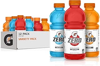 Gatorade G Zero Thirst Quencher, 3 Flavor Variety Pack, 20oz Bottles (12 Pack)