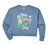 Womens : Wake up Pray Comfort Colors Crop Sweatshirt by Embryo Transfer Day In vitro Fertilization – Cotton Blend, Black, Model RR78CGT9KVF