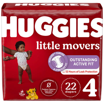 Little Movers Diapers Size by HUGGIES – Size 4, Pulp, White, Model 10036000496793