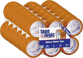 Tape Logic 2 Inch x 55 Yards Clear Natural Rubber Tape, 1.7 Mil Thick, Pack of 36 Rolls, for Packaging, Moving, Home and Office