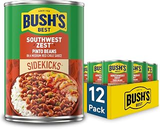Bush's Best Southwest Zest Pinto Beans, 15 oz, (Pack of 12) | Canned, Source of Plant Based Protein and Fiber, Low Fat, Gluten Free
