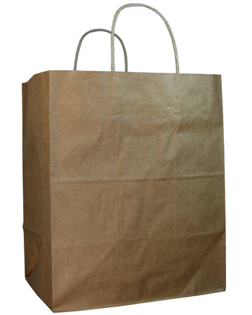 Duro ID# 87490 Bistro Shopping Bag 60# 100% Recycled Natural Kraft 250pk 10 x 6.75 x 12