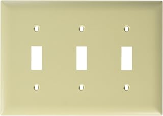 Legrand Pass & Seymour TP3I Trademaster Mid-Size Unbreakable Nylon Wall Plate, 3 Gang, Three Toggle Cover, Ivory (1 Count)