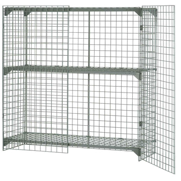 Commercial 1-Tier 2 Door Wire Mesh Security Locker by Global Industrial – 4' x 2' x 4', Wire Mesh, Grey, Model 184088