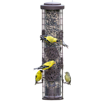 SBG101 Squirrel Off Max Pinecone Bird Feeder with Flexports by Perky-Pet – 1.75 pounds, Metal, Bronze, Model SBG101-1SR