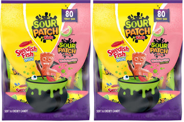 and SWEDISH FISH Mini Soft & Chewy Gummy Halloween Candy Variety Pack by Sour Patch Kids – 36.332 OZ (Pack of 2), Green, Pack of 160