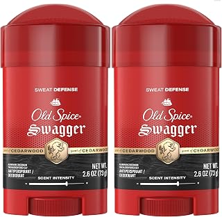 Old Spice Sweat Defense Antiperspirant & Deodorant for Men, 24/7 Ultimate Sweat Protection, Long Lasting Scent, Soft Solid, Swagger with Cedarwood Scent, 2.6 oz (Pack of 2)