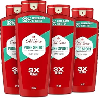Old Spice Refreshing Body Wash for Men, High Endurance, 3X Defense, 24/7 Shower Fresh with Long Lasting Scent, Pure Sport Scent, 24 oz (Pack of 4)