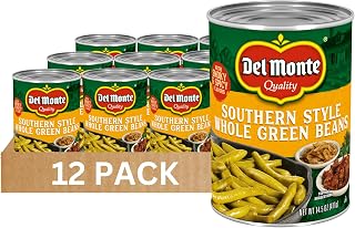Del Monte Southern Style Whole Green Beans, 14.5 oz. Can (Pack of 12) Spicy & Smoky Flavors, Ready to Eat Side Dish