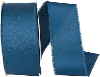 Reliant Ribbon Ribbon - Frayed Edge Silk Touch, Light Navy, 1-1/2 Inch, 25 Yards
