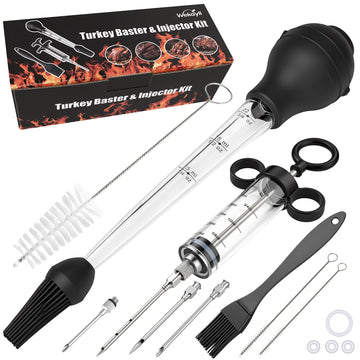 Wekayli Meat Injector Syringe Kit, 12 Piece Set, Black