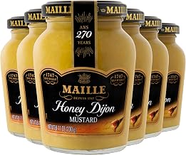 Maille Mustard Honey Dijon for Vinaigrettes, Glazed Vegetables, and Chicken Recipes Gourmet Dijon mustard imported from France, made with real Honey, 8.11 Ounce (Pack of 6) | For sandwiches, marinades, vinaigrettes and recipes; real honey; Honey Dijon; pack of 6, 8.11 oz.