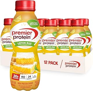 Premier Protein LIMITED EDITION 30g Shake, Lemon Bar, 12 Pack | 160 Calories, 24 Vitamins & Minerals, No Added Sugar, Supports Muscle Health, Gluten-Free, 11.5 oz