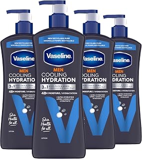 Vaseline Men Cooling Hydration Hand, Body & Face Lotion +Menthol 20.3oz 4ct