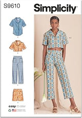 Simplicity SS9610U5 Misses' Top, Pants, and Straight Leg Shorts Sewing Pattern Packet, Design Code S9610, Sizes 16-18-20-22-24