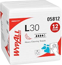 Wypall GeneralClean L30 Heavy Duty Cleaning Towels, 12 x 90 Sheets (05812) | Quarterfold, White Towels, Soft & Plush, Gentle on Delicate Surfaces, Tough on Dirt
