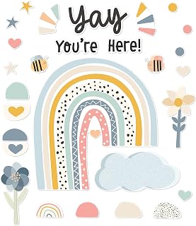 Carson Dellosa We Belong Boho Rainbow Welcome Bulletin Board Set, 76-Pieces