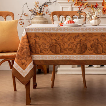 Romanstile Thanksgiving Tablecloth, 60 x 84 Inch Rectangle, Linepumpkin